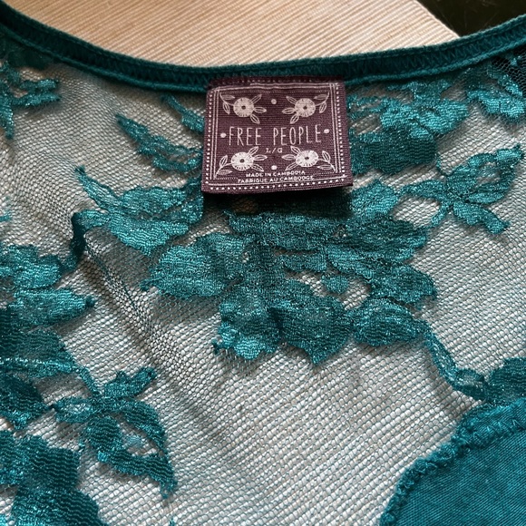Free People turquoise top Sz L - Picture 3 of 6